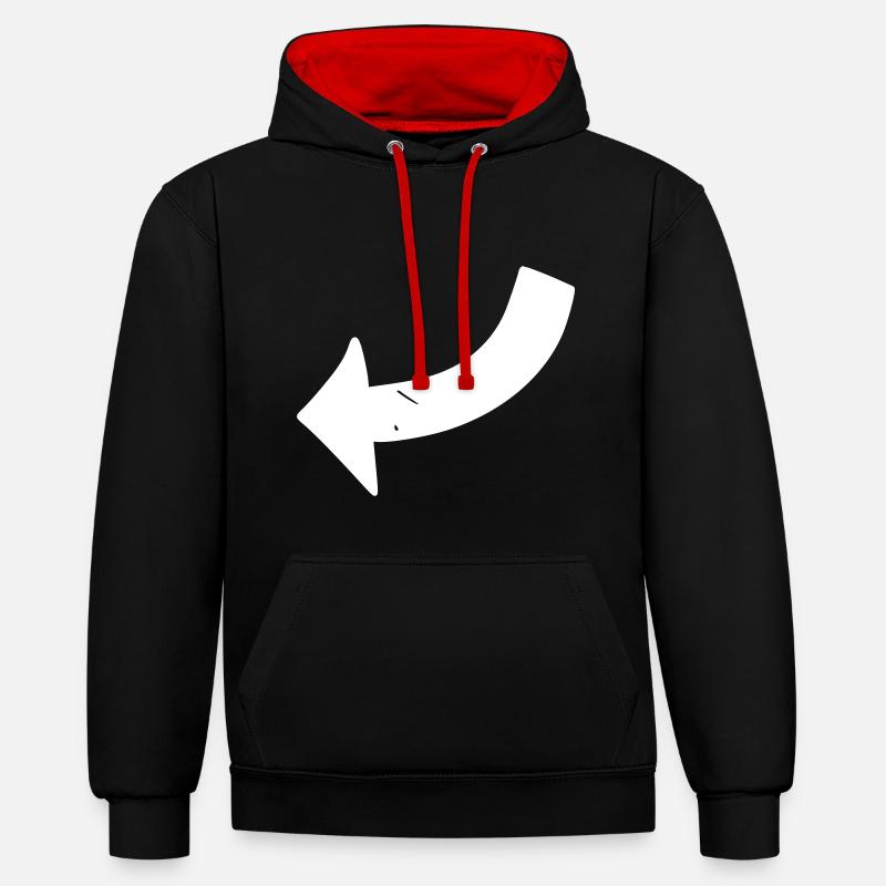 Flèche dessin esquisse blanc - Sweat à capuche contrasté - noir/rouge