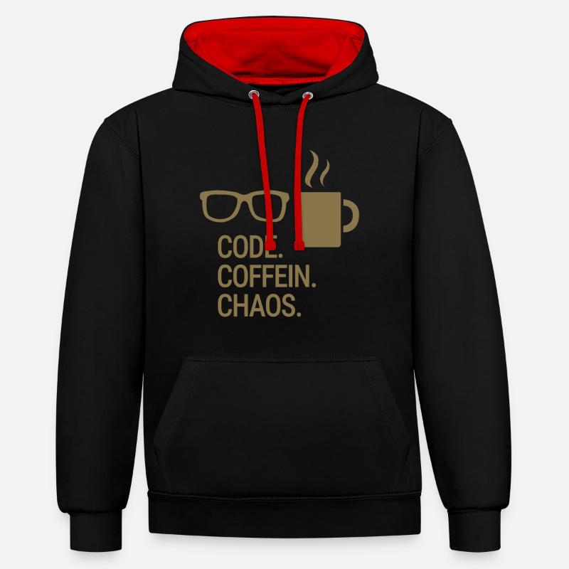 Code. Caféine. Chaos. - Sweat à capuche contrasté - noir/rouge