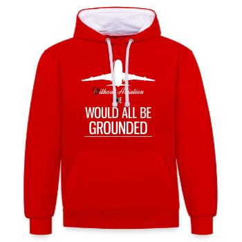 airplane - Contrast hoodie - red/white - Front - Liana (172cm) & Jaron (178cm)