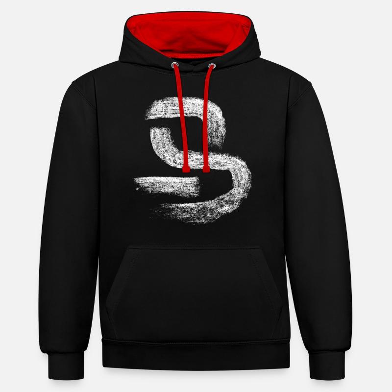 Cheval (Ma) chinois - Sweat à capuche contrasté - noir/rouge