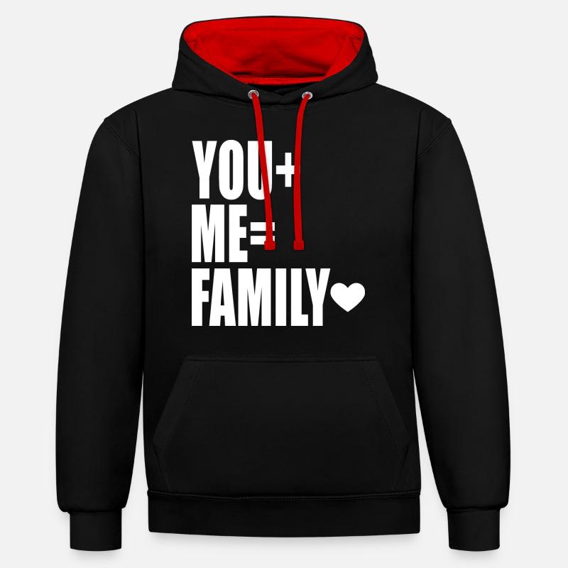 Vous+Moi=Famille - Sweat à capuche contrasté - noir/rouge