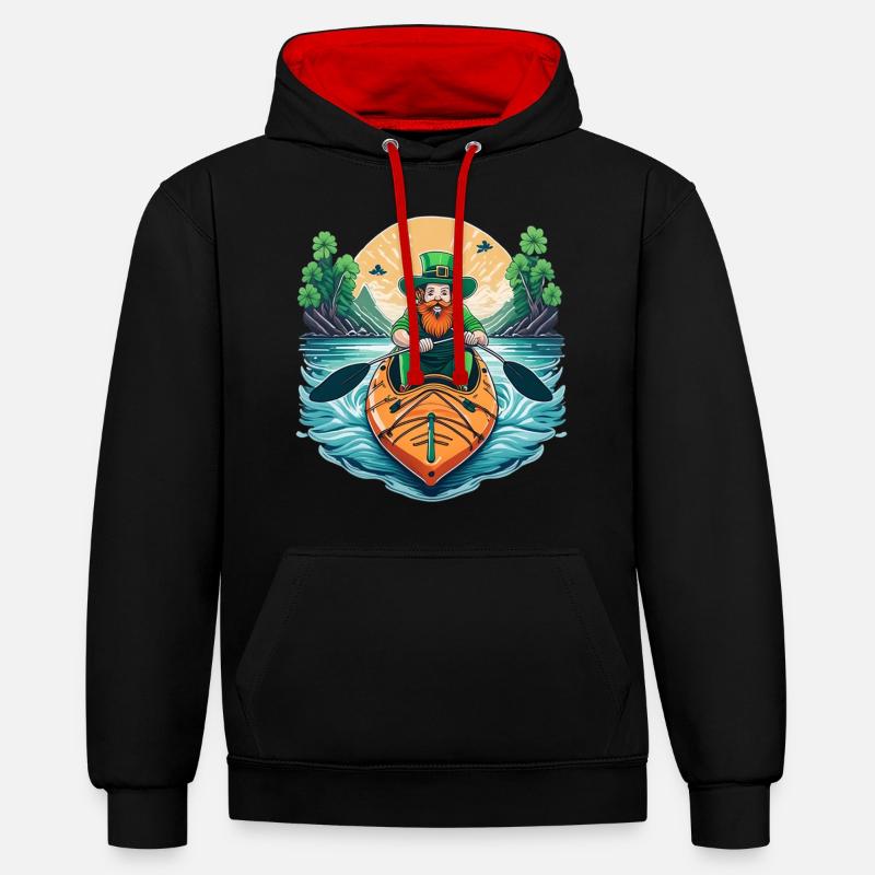 Kayak Trèfle de la Saint-Patrick - Sweat à capuche contrasté - noir/rouge
