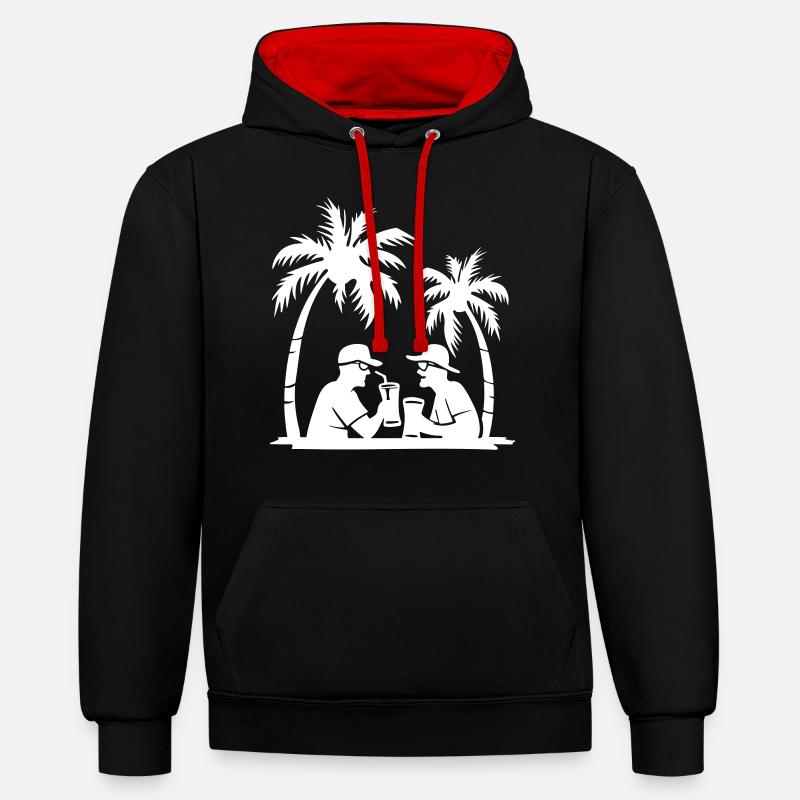 Vacances Crew Party Plage - Sweat à capuche contrasté - noir/rouge