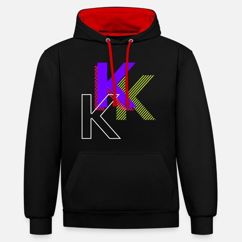 k - Conception de graffitis - Sweat à capuche contrasté - noir/rouge