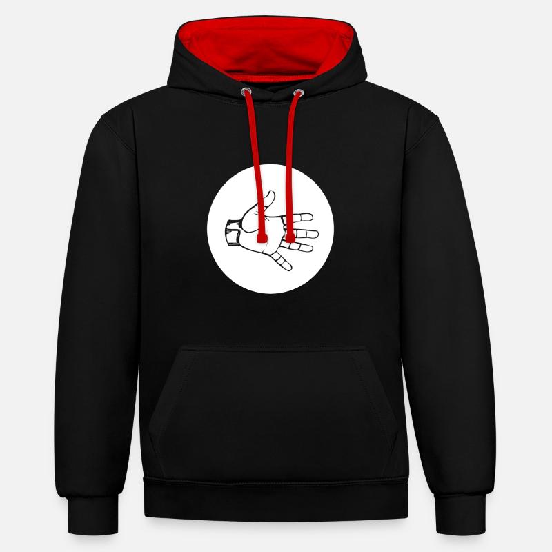 PAPIER (s) - Sweat à capuche contrasté - noir/rouge