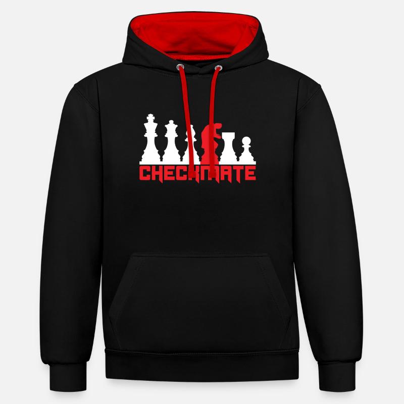 Échec mat - Sweat à capuche contrasté - noir/rouge
