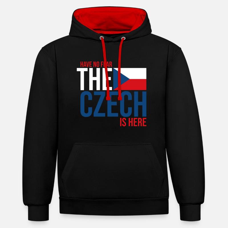 République tchèque Tchèque - Sweat à capuche contrasté - noir/rouge