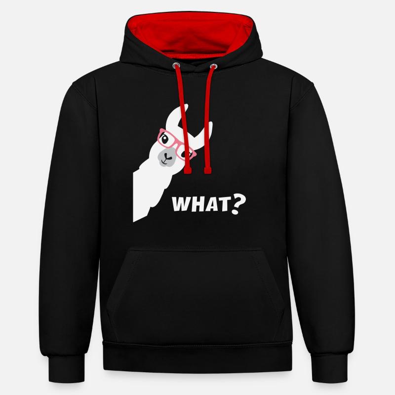 Alpaga à l'école ou au bureau! - Sweat à capuche contrasté - noir/rouge