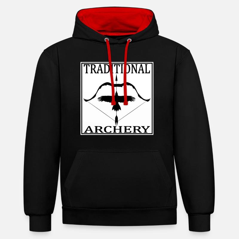 Tir à l'arc traditionnel - Sweat à capuche contrasté - noir/rouge