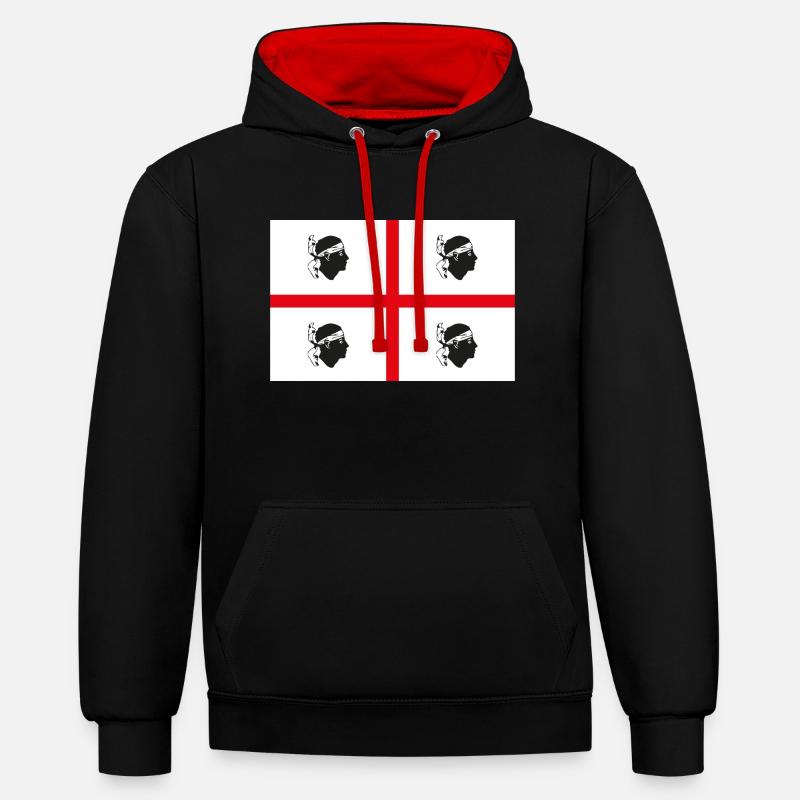 Drapeau de la Sardaigne - Sweat à capuche contrasté - noir/rouge
