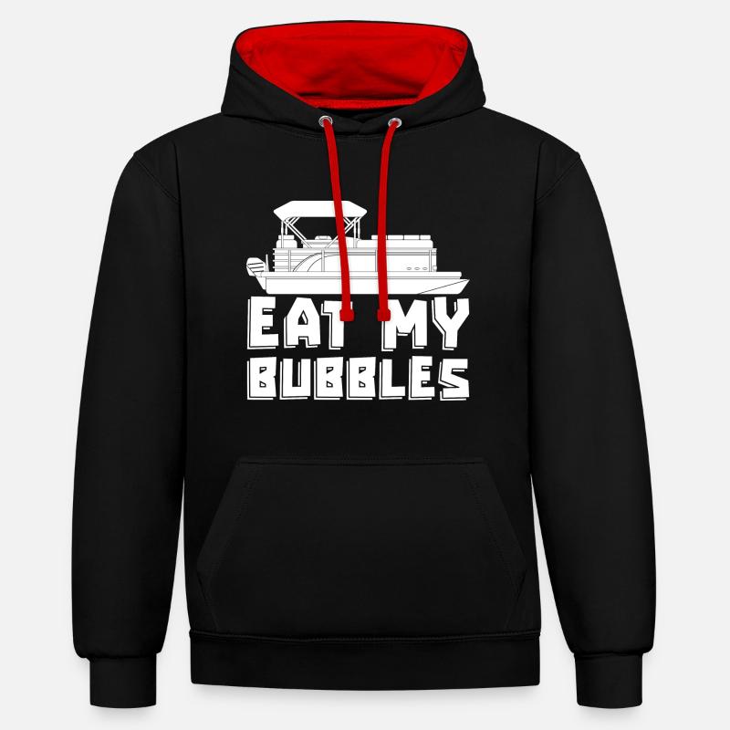 Bateau ponton - Sweat à capuche contrasté - noir/rouge