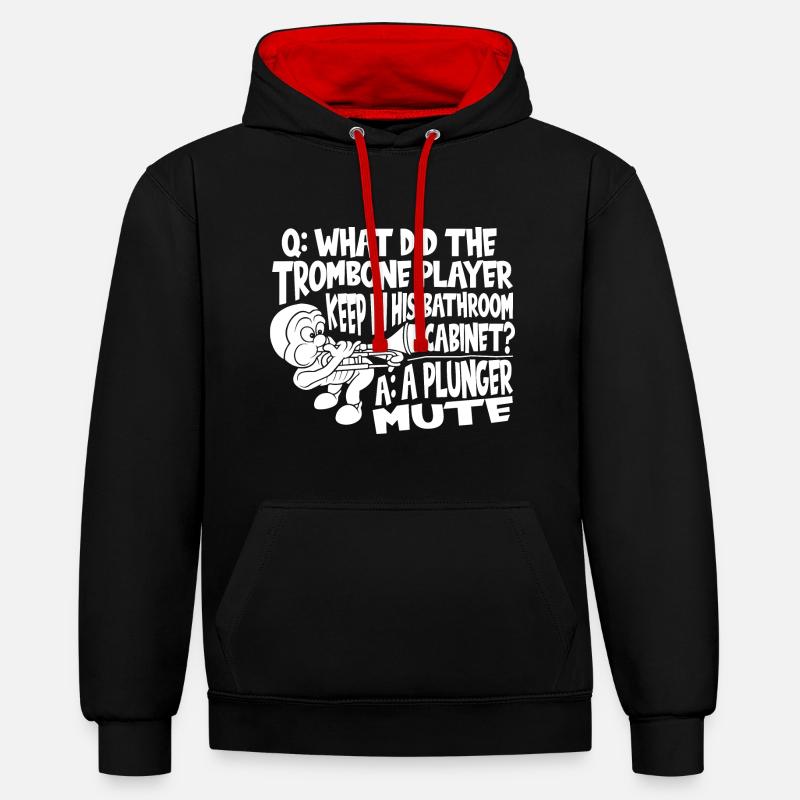 Posaune - Kontrast-Hoodie - Schwarz/Rot
