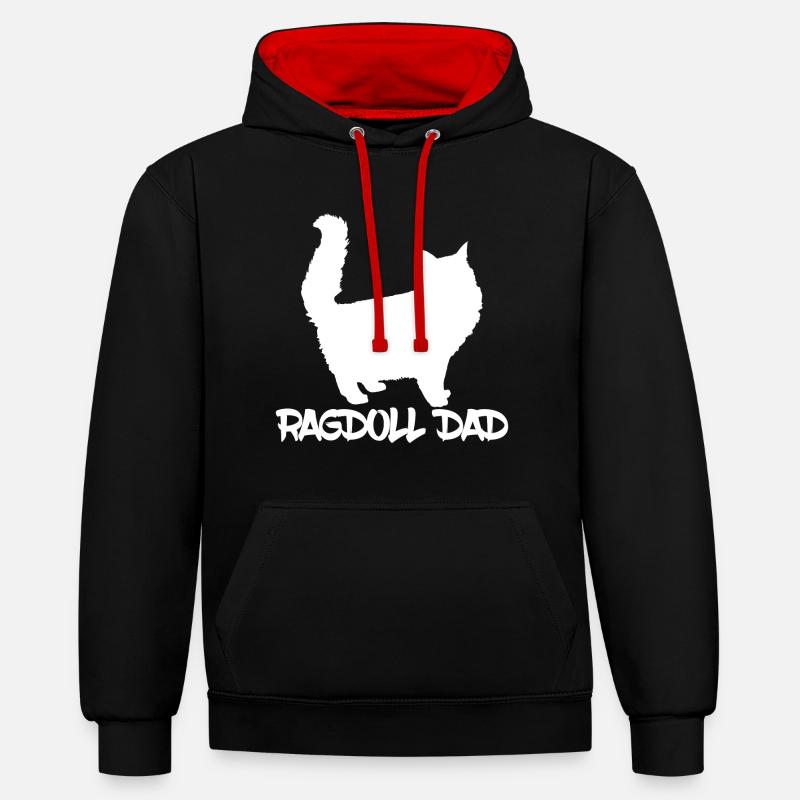 Ragdoll Dad Geschenkidee - Kontrast-Hoodie - Schwarz/Rot