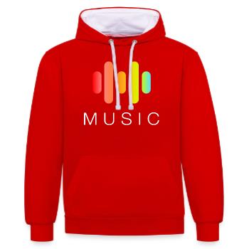 Musik - Kontrast-Hoodie - Rot/Weiß - Vorne - Liana (172cm) & Jaron (178cm)