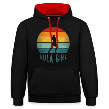 Hulahoop Hullern Hula Girl Hoola Hop Frauen - Kontrast-Hoodie - Schwarz/Rot - Vorne - Anna (173cm) & Nico (186cm)