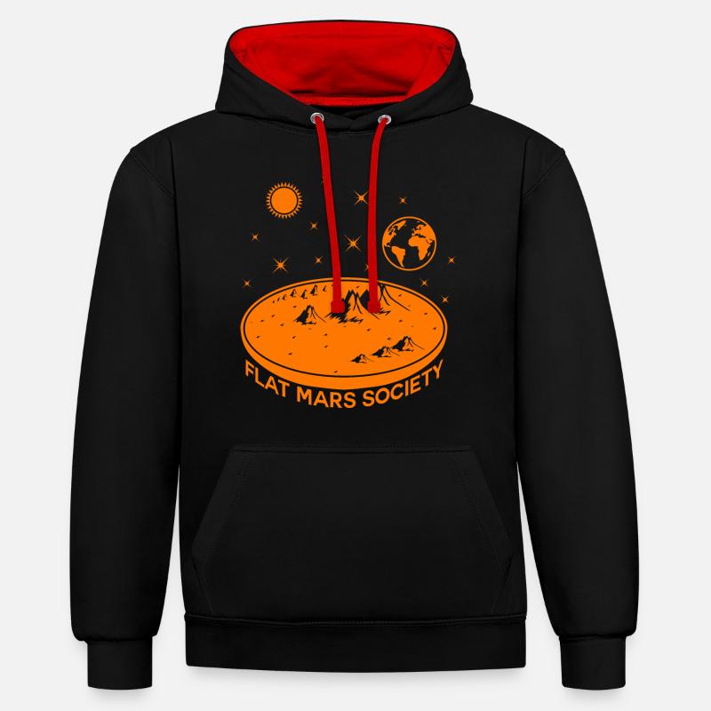 Graphique flat mars society - Sweat à capuche contrasté - noir/rouge