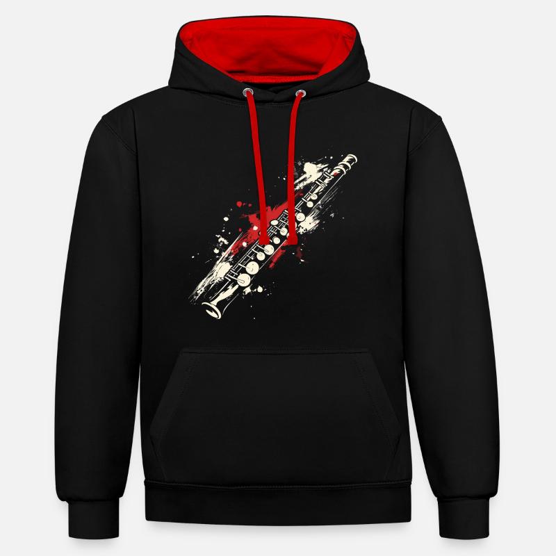 Graffiti de flûte - Sweat à capuche contrasté - noir/rouge