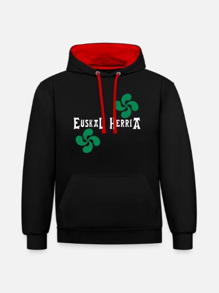 Euskal Herria - Lauburu - Sweat à capuche contrasté - noir/rouge