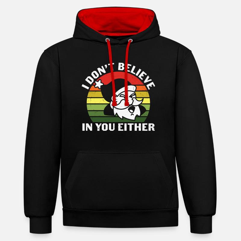 Weihnachtsmann Pullover -Weihnachten Geschenke - Kontrast-Hoodie - Schwarz/Rot