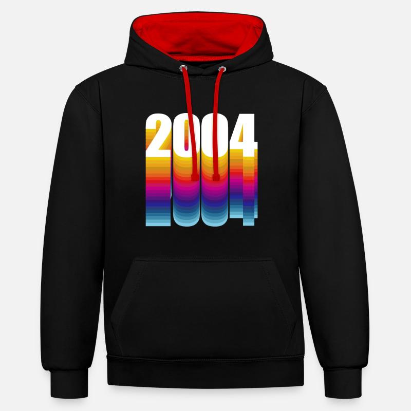 Naissance 2004 Année de naissance - Sweat à capuche contrasté - noir/rouge