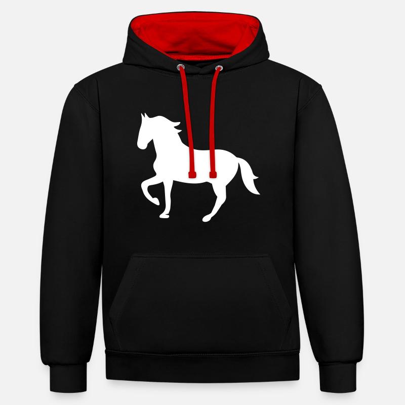 Icône Cheval Cheval - Sweat à capuche contrasté - noir/rouge
