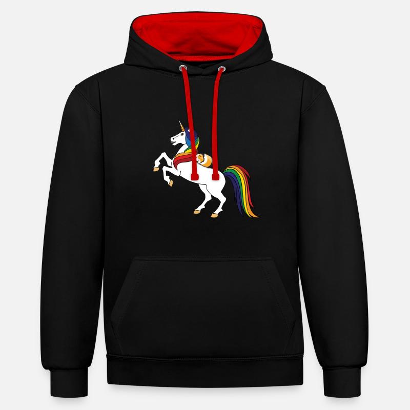 Cochon d'Inde 1 - Sweat à capuche contrasté - noir/rouge