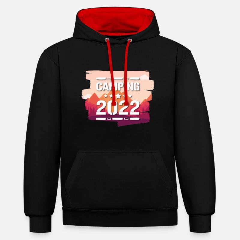 Camping 2022 - Sweat à capuche contrasté - noir/rouge