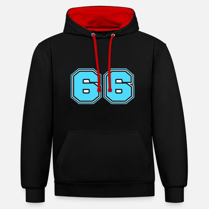 66 Numéro de numéro - Sweat à capuche contrasté - noir/rouge