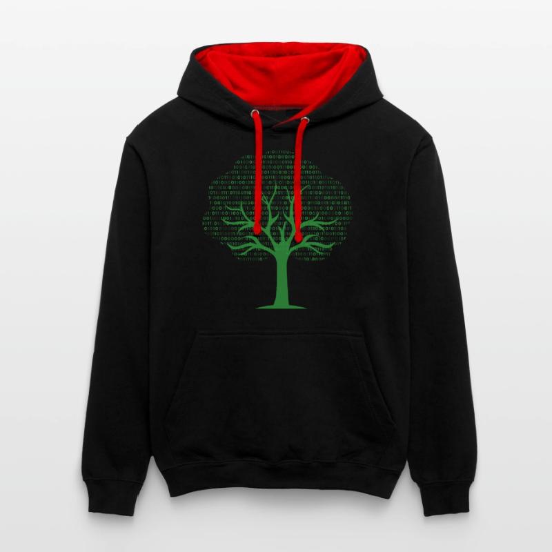 Binary Tree... Programmeurs & Nerd Sweat à capuche contrasté