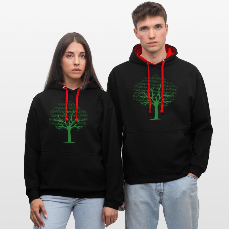 Binary Tree... Programmeurs & Nerd Sweat à capuche contrasté