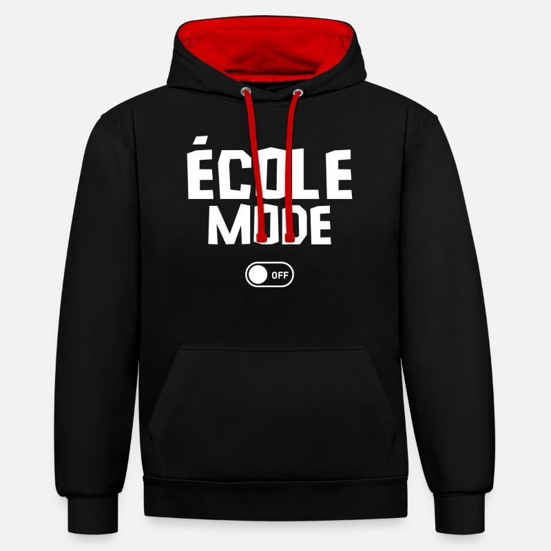 école mode off - Sweat à capuche contrasté - noir/rouge