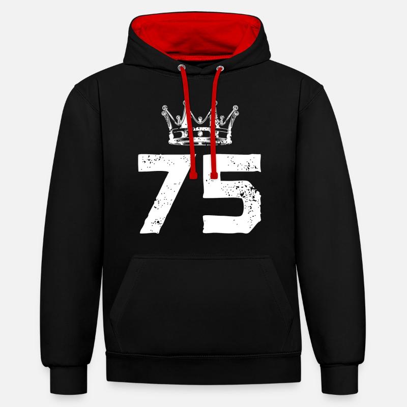75 Couronne numérique - Sweat à capuche contrasté - noir/rouge