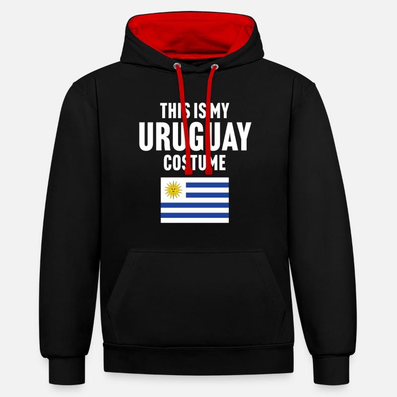 Ce costume de mon Uruguay - Sweat à capuche contrasté - noir/rouge
