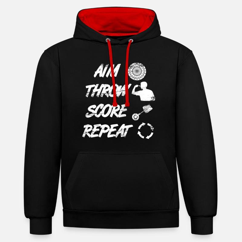 viser, lancer, pointer, répéter - Sweat à capuche contrasté - noir/rouge