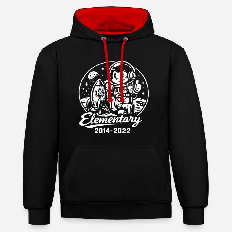 Astronaute Élémentaire Lune - Sweat à capuche contrasté - noir/rouge