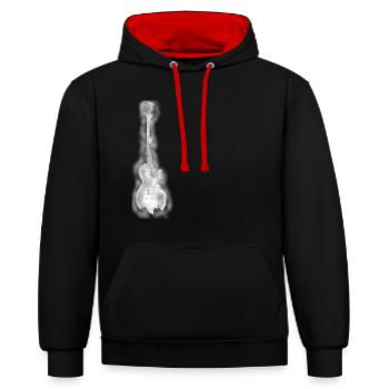 Elektrogitarre, guitar - Kontrast-Hoodie - Schwarz/Rot - Vorne - Anna (173cm) & Nico (186cm)