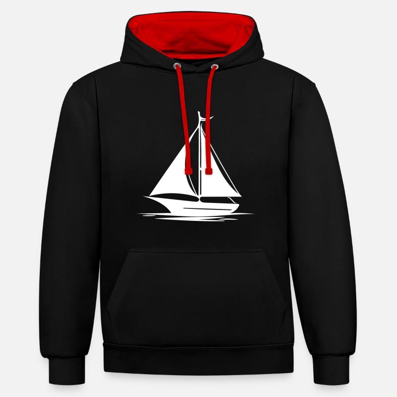 Voilier rapide avec voiles réglées - Sweat à capuche contrasté - noir/rouge