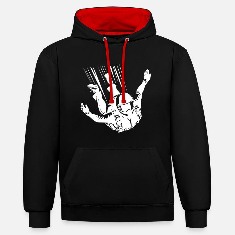Parachutisme Saut en parachutisme cool - Sweat à capuche contrasté - noir/rouge