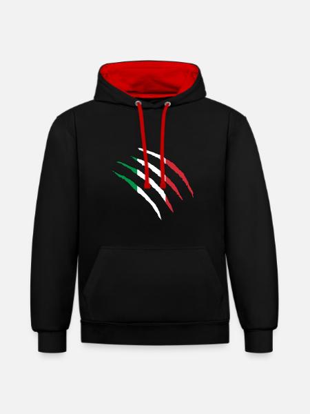 Italien Italy - Kontrast-Hoodie - Schwarz/Rot