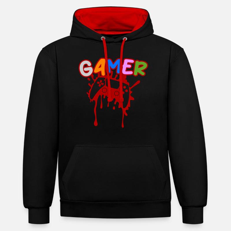 Console de Jeux Gamer - Sweat à capuche contrasté - noir/rouge