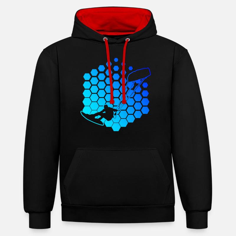 Kitesurf Kitesurf kitesurfer - Sweat à capuche contrasté - noir/rouge