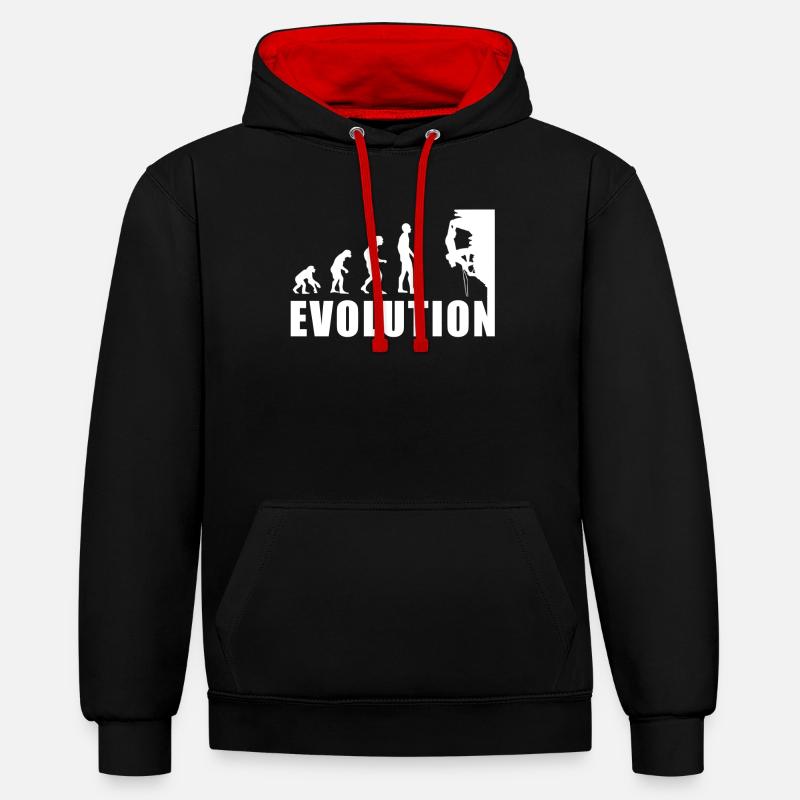 EVOLUTION Escalade Alpinisme Escalade Cadeau - Sweat à capuche contrasté - noir/rouge