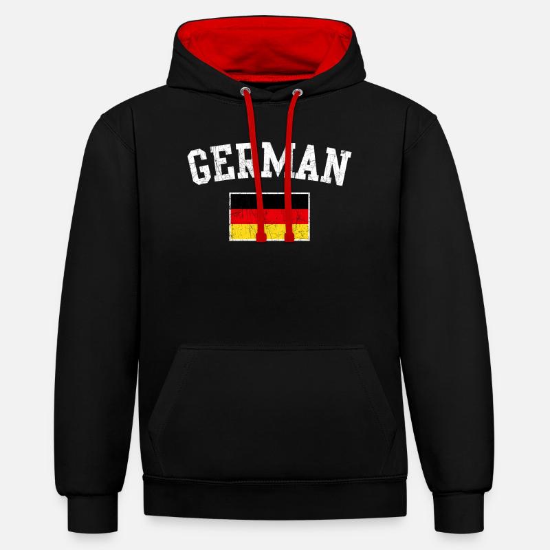 Bogen des deutschen Flaggenemblems - Kontrast-Hoodie - Schwarz/Rot