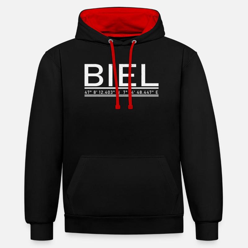 Coordonnées Bienne - Sweat à capuche contrasté - noir/rouge