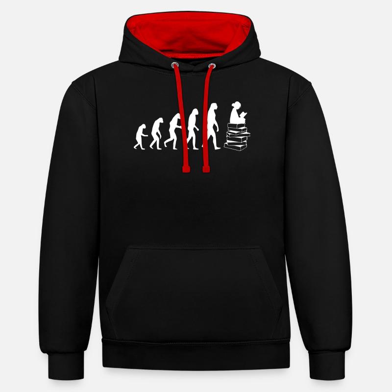 Lire evolution white - Sweat à capuche contrasté - noir/rouge
