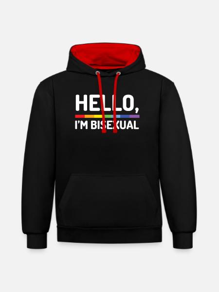 Hello, I’m Bisexual - Contrast hoodie - black/red