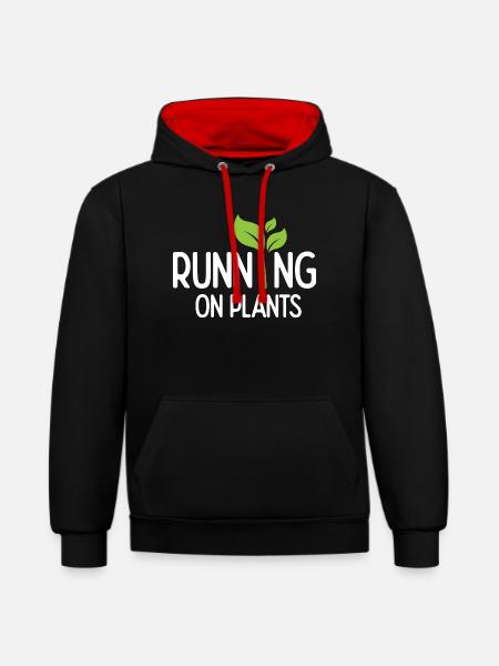 Running On Plants - Contrast hoodie - black/red