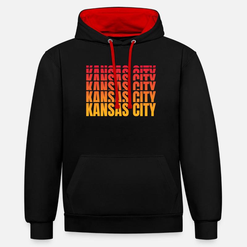 Séquence de gradient de Kansas City - Sweat à capuche contrasté - noir/rouge