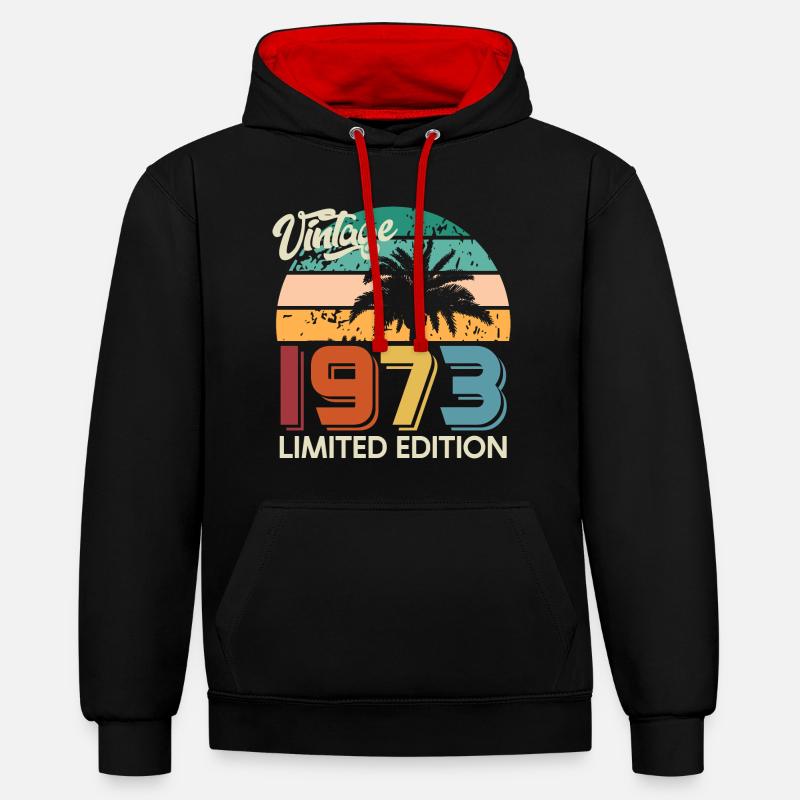 Millésime 1973 Palmiers Edition Limitée - Sweat à capuche contrasté - noir/rouge