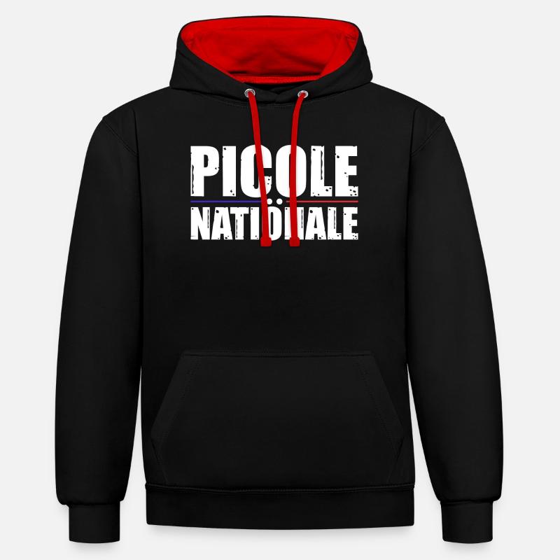 Picole Nationale - Sweat à capuche contrasté - noir/rouge